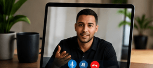Video consultation on a laptop